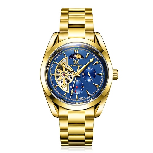 

WEISIKAI Mechanical Watch for Men Analog Automatic self-winding Luminous Hole Modern Style Waterproof Noctilucent Alloy Stainless Steel Fashion Moon Phase