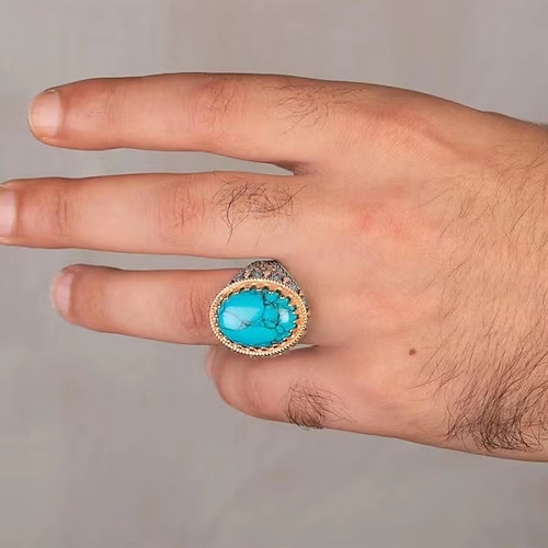 

1pc Ring For Men's Blue Street Gift Alloy Vintage Style Vertical / Gold bar Joy