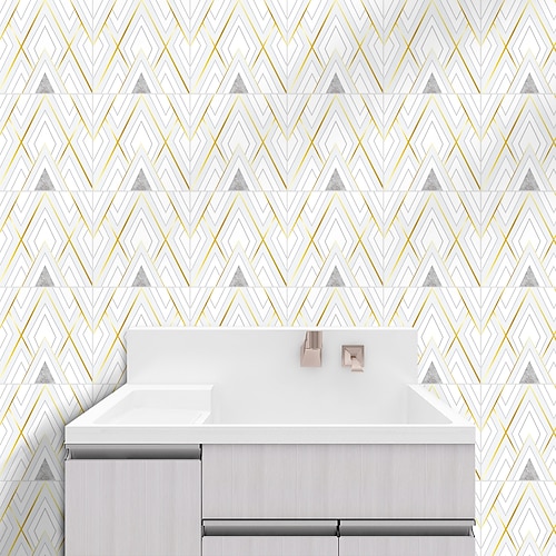 

European Light Luxury Sequin Tile Stickers Bathroom Living Room Kitchen Bathroom Waterproof Metal Line Wall Stickers