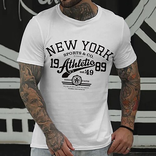 

Men's Unisex T shirt Hot Stamping Graphic Prints Letter Crew Neck Street Daily Print Short Sleeve Tops Casual Designer Big and Tall Sports White