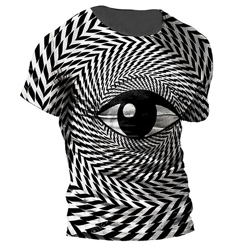 

Men's Unisex T shirt 3D Print Optical Illusion Graphic Prints Eye Crew Neck Street Daily Print Short Sleeve Tops Casual Designer Big and Tall Sports Black / White Red Yellow