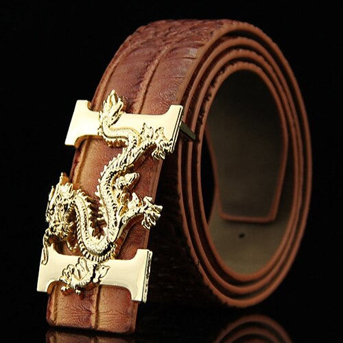 

Men's PU Buckle Belt PU Leather Sliding Buckle Geometric Cowboy Vintage Retro Party Daily White Black Dark Blue Brown
