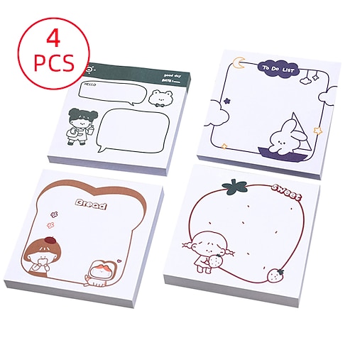 

4 pcs Sticky Notes 33 inch Colorful Paper Cute Self-adhesive Kawaii Post It Notes for School Office Student