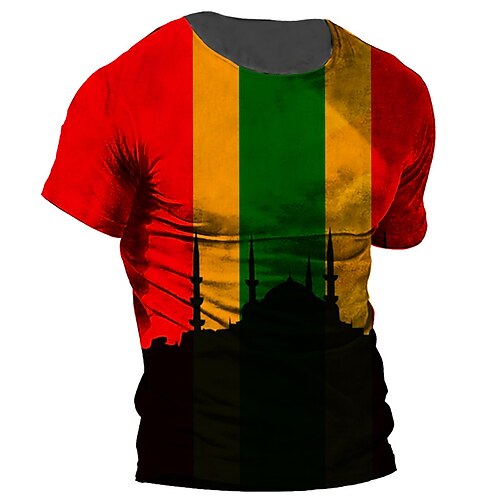 

Men's Unisex T shirt 3D Print Color Block Graphic Prints National Flag Crew Neck Street Daily Print Short Sleeve Tops Casual Designer Big and Tall Sports Red