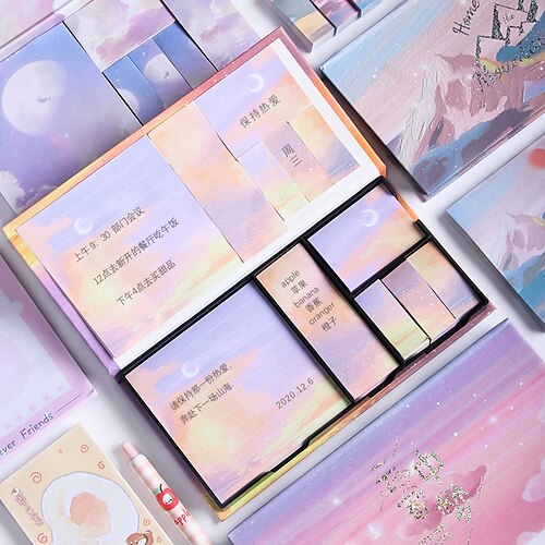 

2 pcs Sticky Notes Note Pads 1.951.03 inch Colorful Paper Cute Self-adhesive Kawaii Post It Notes for School Office Student