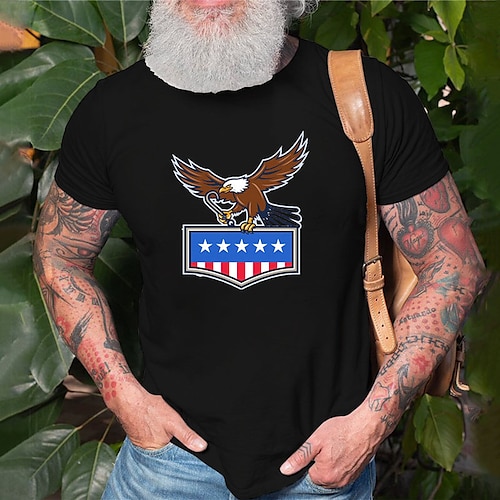 

Men's Unisex T shirt Hot Stamping Graphic Prints Eagle Crew Neck Street Daily Print Short Sleeve Tops Casual Designer Big and Tall Sports White Black