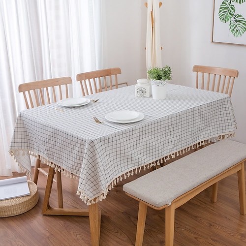 

Pastoral Tablecloth Cotton Linen Fabric Table Cloth - Washable Table Cover with Dust-Proof Wrinkle Resistant for Restaurant, Picnic, Indoor and Outdoor Dining, Floral