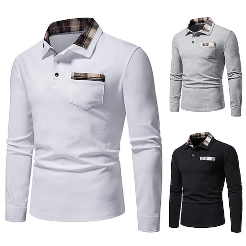 

Men's Golf Shirt Tennis Shirt Breathable Quick Dry Moisture Wicking Long Sleeve T Shirt Top Regular Fit Plaid Autumn / Fall Spring Summer Tennis Golf Running / Lightweight