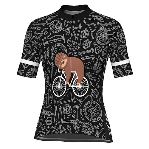 

21Grams Women's Cycling Jersey Short Sleeve Bike Top with 3 Rear Pockets Mountain Bike MTB Road Bike Cycling Breathable Quick Dry Moisture Wicking Reflective Strips Black Sloth Polyester Spandex