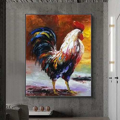 

Oil Painting Hand Painted Vertical Abstract Animals Contemporary Modern Rolled Canvas (No Frame)