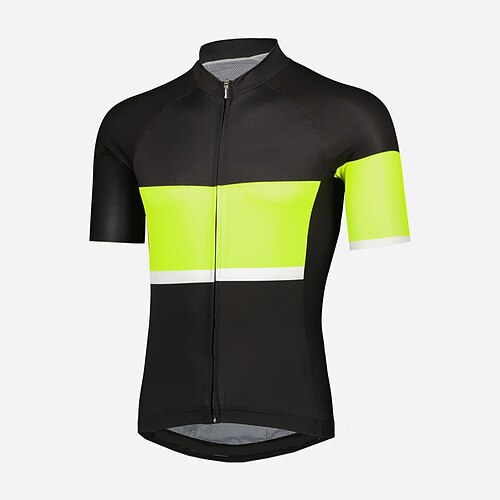 

21Grams Men's Cycling Jersey Short Sleeve Bike Top with 3 Rear Pockets Mountain Bike MTB Road Bike Cycling Breathable Quick Dry Moisture Wicking Reflective Strips Black Color Block Polyester Spandex