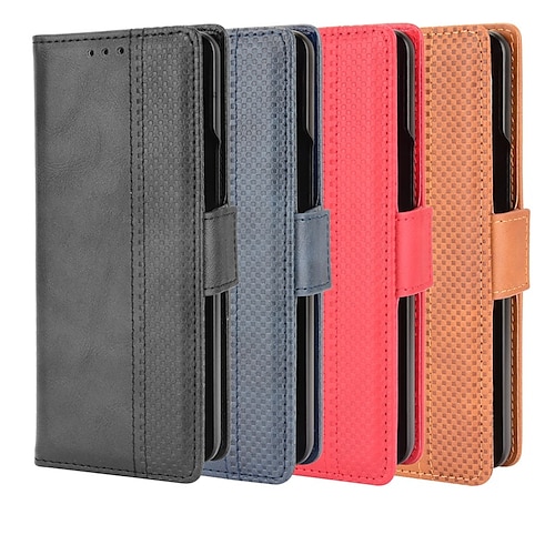 

Phone Case For Samsung Galaxy Wallet Card Z Fold 2 Z Fold 3 Shockproof Card Holder Slots Magnetic Flip Solid Colored PU Leather