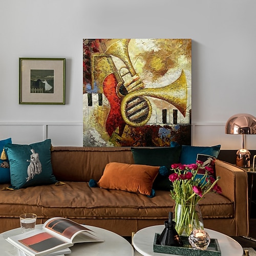 

Hang-Painted Oliemaleri Hånd malede Kvadrat Abstrakt Sille Liv Moderne Uden indre ramme (ingen ramme)