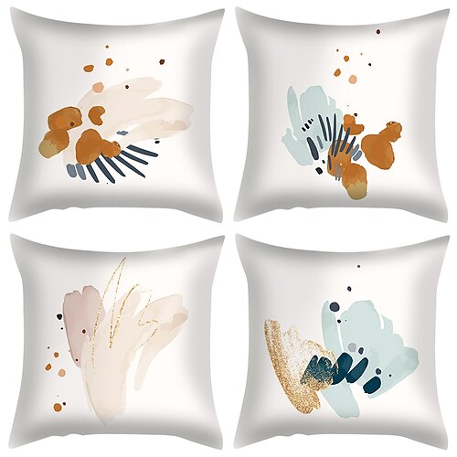 

Simple Rustic Ink Painting Double Side Cushion Cover 4PC Soft Decorative Square Throw Pillow Cover Cushion Case Pillowcase for Bedroom Livingroom Superior Quality Machine Washable Indoor Cushion for Sofa Couch Bed Chair