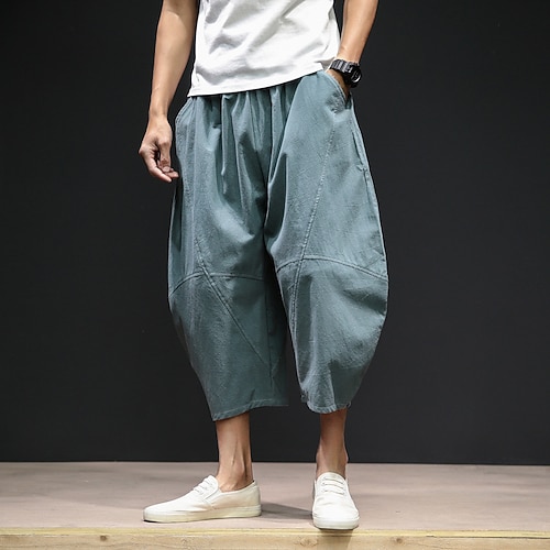 

Men's Stylish Classic Style Harem Culottes Wide Leg Pocket Elastic Waist Ankle-Length Pants Casual Daily Solid Color Comfort Breathable Mid Waist Green Black Gray Red Coffee M L XL XXL 3XL