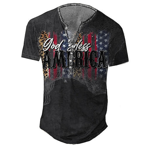 

Men's T shirt Tee Henley Shirt Tee Graphic Letter Henley Black / Red 3D Print Plus Size Outdoor Daily Short Sleeve Button-Down Print Clothing Apparel Basic Designer Casual Classic / Summer / Summer