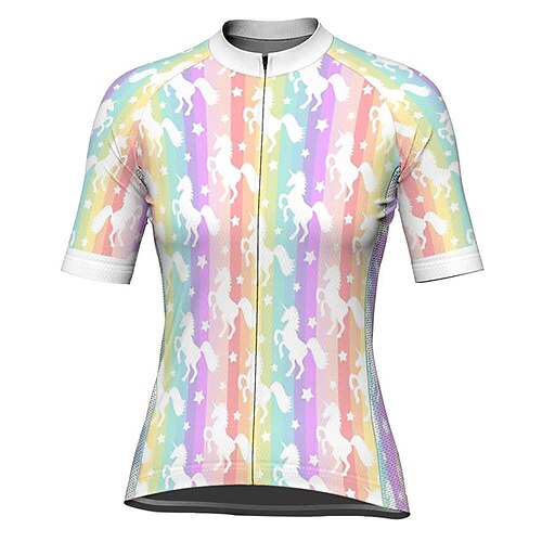 

21Grams Women's Short Sleeve Cycling Jersey Unicorn Bike Top Mountain Bike MTB Road Bike Cycling Purple Spandex Polyester Breathable Quick Dry Moisture Wicking Sports Clothing Apparel / Athleisure