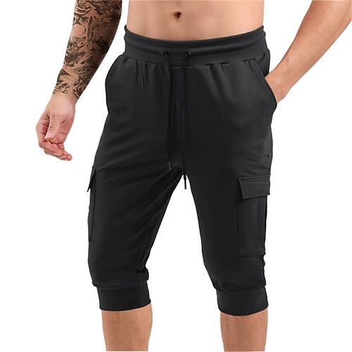 

Men's Classic Style Chic Modern Tactical Cargo Work Shorts Multiple Pockets Elastic Drawstring Design Knee Length Pants Sports Outdoor Casual Micro-elastic Solid Color Cotton Blend Breathable Soft