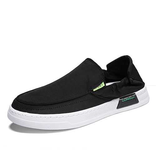 

Men's Loafers Slip-Ons Casual Daily Canvas Black Gray Summer