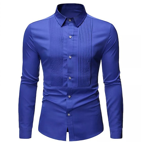 

Men's Shirt Prom Shirt Solid Color Turndown Blue Red White Black Outdoor Street Long Sleeve Button-Down Clothing Apparel Fashion Casual Breathable Comfortable