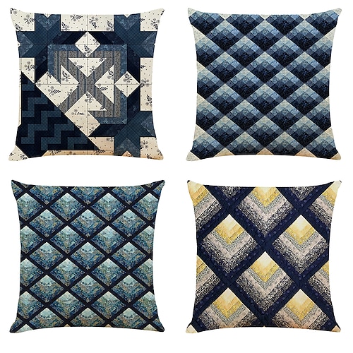 

Geometric Double Side Cushion Cover 4PCS Soft Decorative Square Throw Pillow Cover Cushion Case Pillowcase for Sofa Bedroom 45 x 45 cm (18 x 18 Inch) Superior Quality Machine Washable
