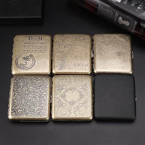 

20 Sticks of Cigarette Case with Both Sides Open to Support Generation of Bronze Condensed Flower Metal Flip-top Carved Cigarette Case