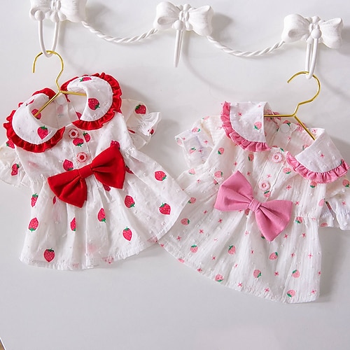 

Dog Cat Dress Strawberry Fashion Cute Sports Casual / Daily Dog Clothes Puppy Clothes Dog Outfits Soft White / Red Rosy Pink Costume for Girl and Boy Dog Polyester XS S M L XL XXL