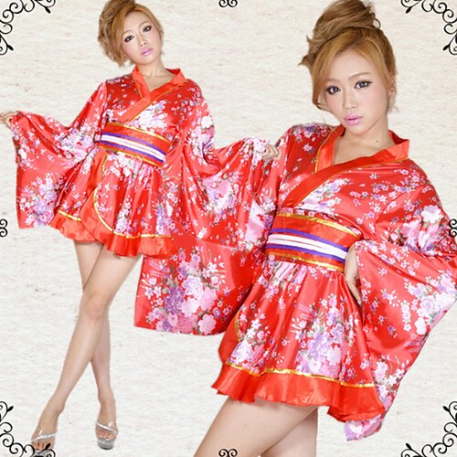 

Japanese Warrior Adults Women's Robes Kimonos Kigurumi Japanese Traditional Kimono For Party Festival Polyester Floral Kimono Coat