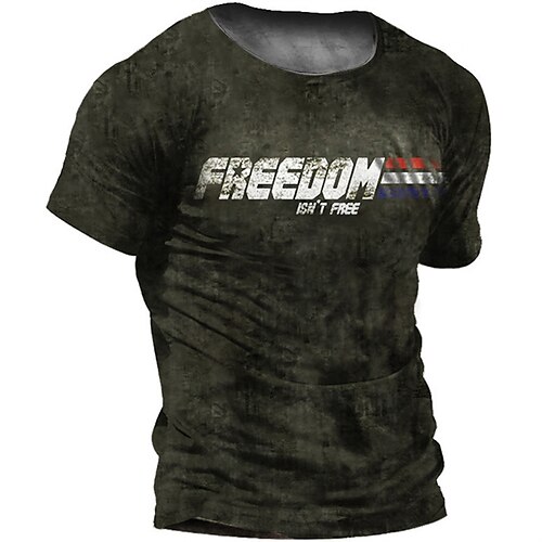 

Men's T shirt 3D Print Graphic Letter Crew Neck Casual Daily Print Short Sleeve Tops Fashion Vintage Designer Big and Tall Green Blue Brown