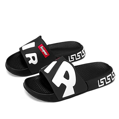 

Men's Sandals Slippers Flip-Flops Beach Daily Beach PVC Black and White Khaki Summer