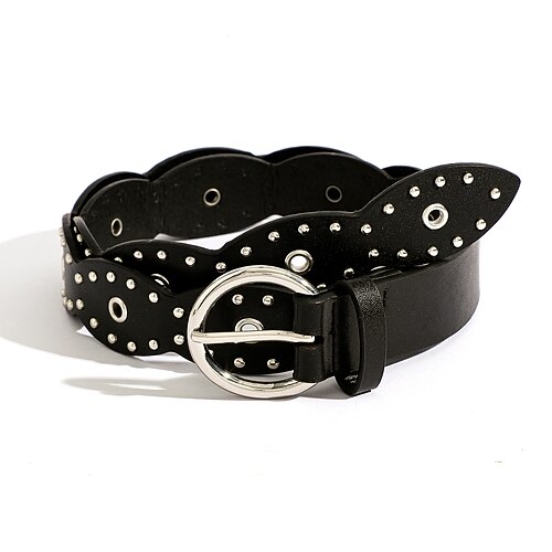 

Women's PU Buckle Belt PU Leather Metal Bucke Geometric Rivet Decor Casual Classic Gift Daily Black