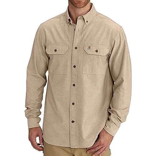

Men's Shirt Solid Color Turndown Street Casual Button-Down Long Sleeve Tops Casual Fashion Breathable Comfortable Blue Khaki Royal Blue