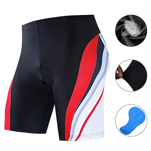 

21Grams Men's Bike Shorts Cycling Padded Shorts Bike Padded Shorts / Chamois Mountain Bike MTB Road Bike Cycling Sports Stripes 3D Pad Cycling Breathable Quick Dry Red White Polyester Spandex