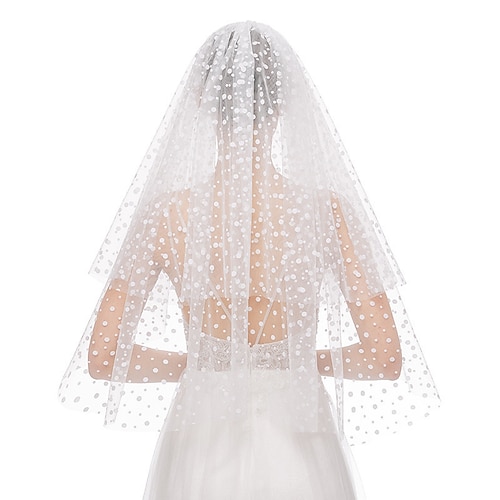 

Two-tier Vintage Wedding Veil Elbow Veils with Pure Color Tulle