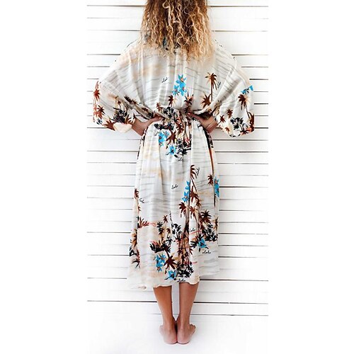 

Women's Swimwear Cover Up Beach Top Normal Swimsuit Printing Leaf Green White Blue Dark Blue Brown Bathing Suits Sexy Sexy