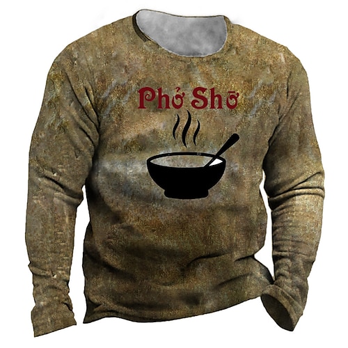 

Men's Unisex Sweatshirt Pullover Food Graphic Prints Print Daily Sports 3D Print Casual Vintage Hoodies Sweatshirts Brown