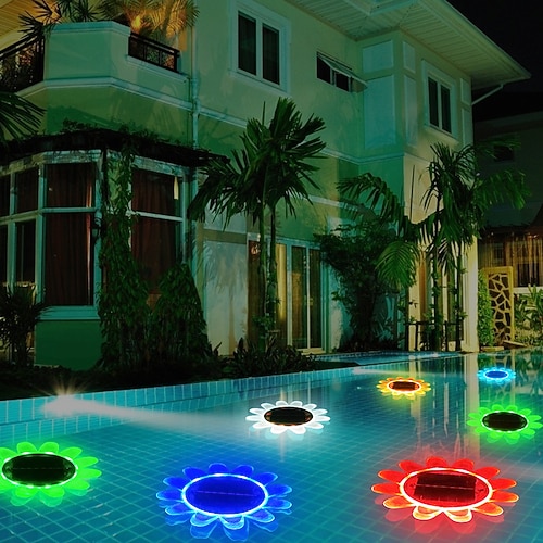 

Outdoor Remote Control Solar LED Garden Light RGB Waterproof Swimming Pool Light Lawn Lights 7 Color Changing Water Float Lights Holiday Garden Party Pool Decoration Landscape Lights