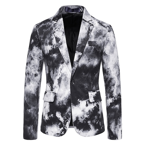 

Men's Casual Blazer Regular Regular Fit Tie Dye Black Blue 2022