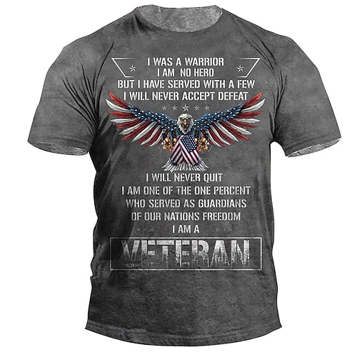 

Men's Unisex T shirt 3D Print Graphic Prints Eagle Letter Crew Neck Street Daily Print Short Sleeve Tops Casual Designer Big and Tall Papa T Shirts Black Gray / Summer