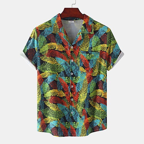 

Men's Shirt 3D Print Graphic Prints Classic Collar Casual Daily Print Short Sleeve Tops Casual Fashion Hawaiian Rainbow / Summer / Beach