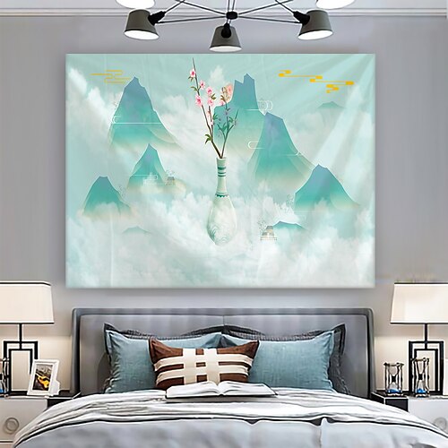 

Sage Green Mountains Wall Tapestry Art Decor Blanket Curtain Hanging Home Bedroom Living Room Decoration