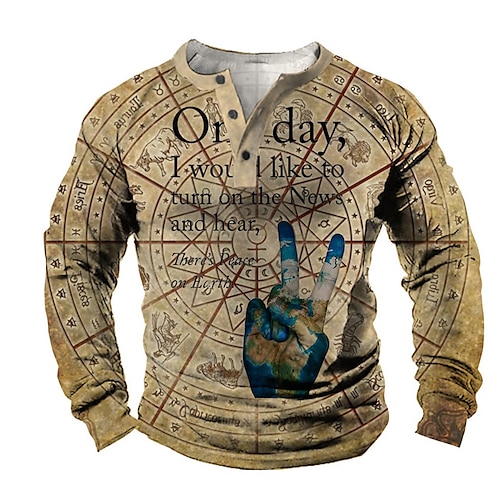 

Men's Unisex Sweatshirt Pullover Graphic Prints Hand Letter Print Casual Daily Sports 3D Print Casual Vintage Hoodies Sweatshirts Khaki