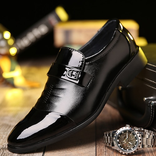 

Men's Loafers Slip-Ons Classic British Daily Office Career PU Booties / Ankle Boots Black Fall Spring