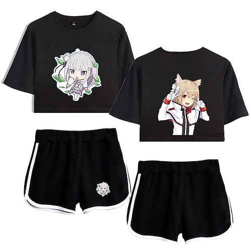 

Inspired by Re:Zero Starting Life in Another World Cosplay Outfits Crop Top 100% Polyester Anime Harajuku Graphic Shorts For Women's