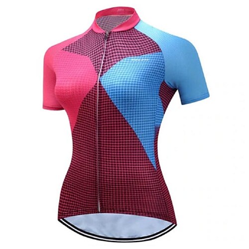 

21Grams Women's Short Sleeve Cycling Jersey Summer Spandex Burgundy Polka Dot Bike Top Mountain Bike MTB Road Bike Cycling Quick Dry Moisture Wicking Sports Clothing Apparel / Athleisure