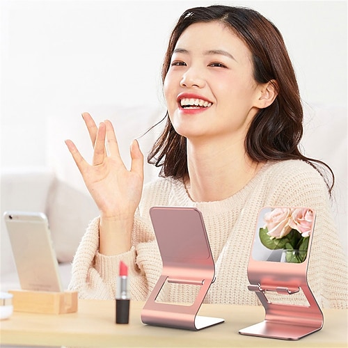 

Phone Stand Portable Slip Resistant Solid Phone Holder for Desk Bedside Selfies / Vlogging / Live Streaming Compatible with Tablet All Mobile Phone Phone Accessory