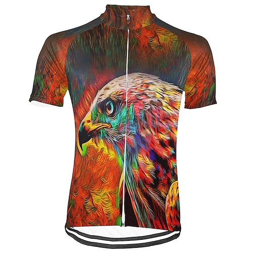 

21Grams Men's Cycling Jersey Short Sleeve Bike Top with 3 Rear Pockets Mountain Bike MTB Road Bike Cycling Breathable Quick Dry Moisture Wicking Reflective Strips Red Eagle Polyester Spandex Sports