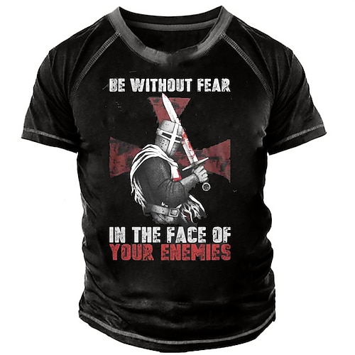 

Men's T shirt 3D Print Graphic Soldier Letter Crew Neck Street Casual Print Short Sleeve Tops Basic Fashion Classic Comfortable Black / Sports / Summer