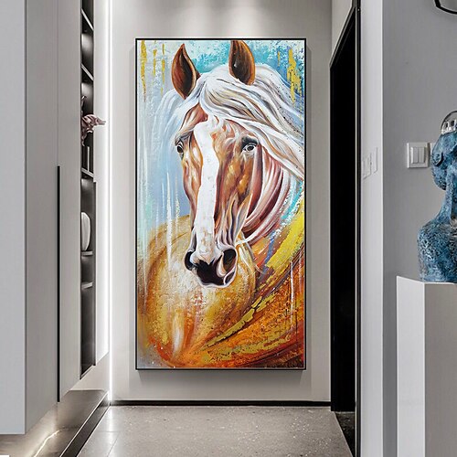 

Oil Painting Hand Painted Vertical Animals Pop Art Modern Rolled Canvas (No Frame)