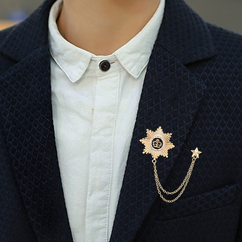 

Men's Brooches Geometrical Star Artistic Simple Luxury Fashion European Brooch Jewelry Golden Silver For Wedding Street Daily Work Festival